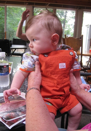 Hawaiian shirt with orange shortalls