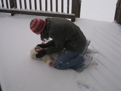 Making a snow angel