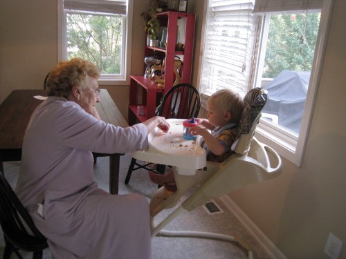 Feeding Henry Breakfast