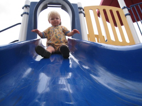 Down the big slide