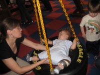 Linus on the tire swing