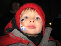 Sweet boy with a snowman face painting